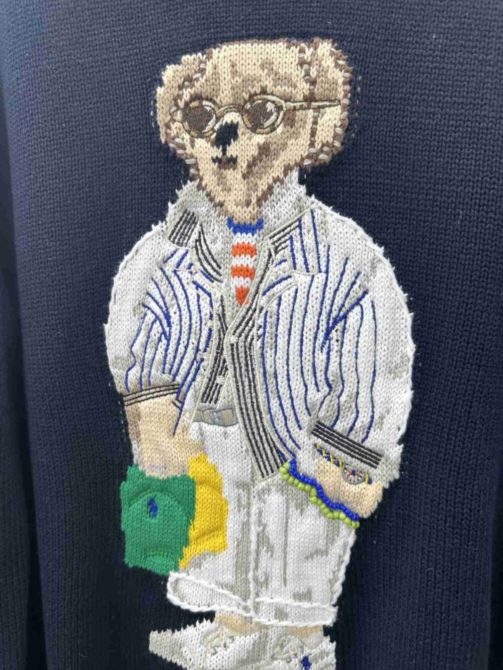 Polo Ralph Lauren Navy Pullover Sweater Tourist Polo Bear Graphic - Picture 4 of 8